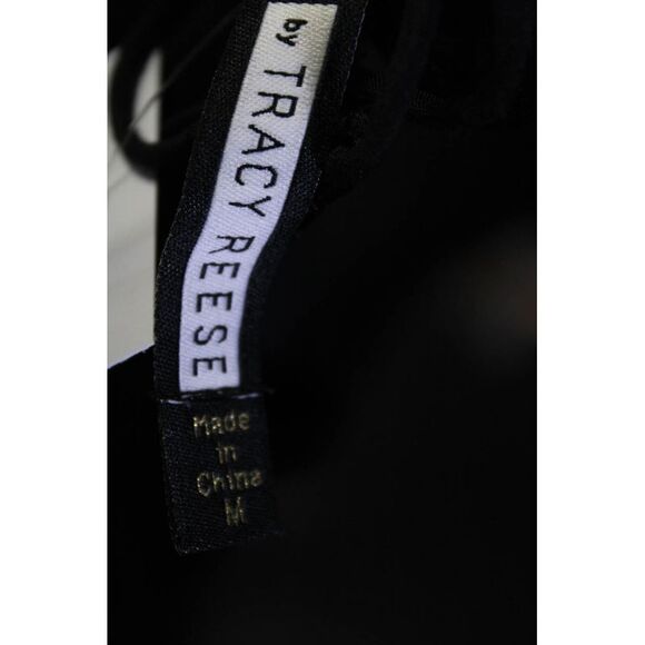 Plenty by Tracy Reese Womens Velvet V-Neck Cold Shoulder Blouse Top Black Size M - Picture 4 of 5